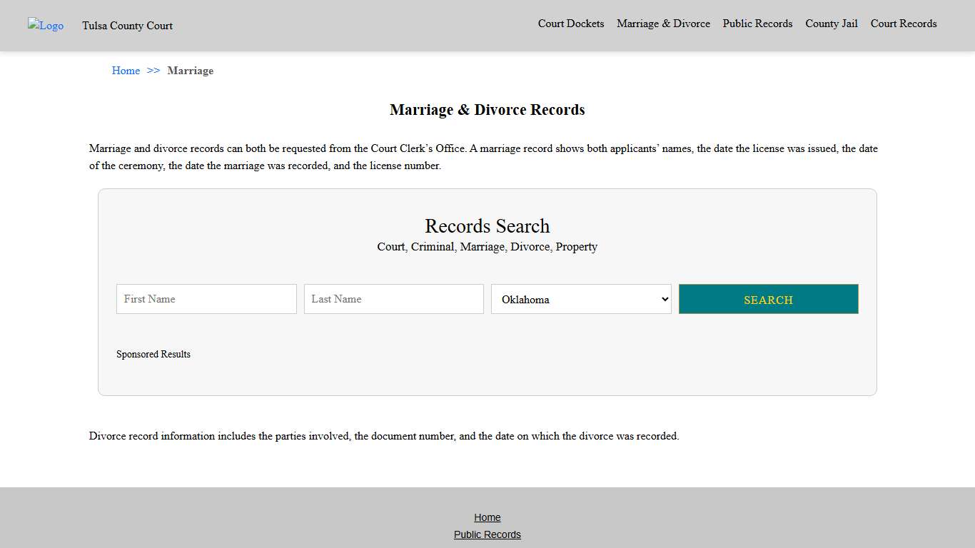 Marriage & Divorce Records Tulsa County Court